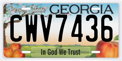 GA license plate CWV7436