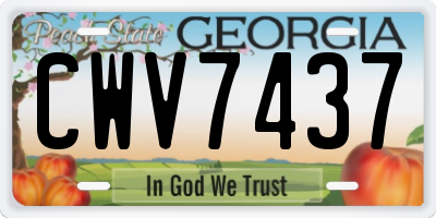 GA license plate CWV7437