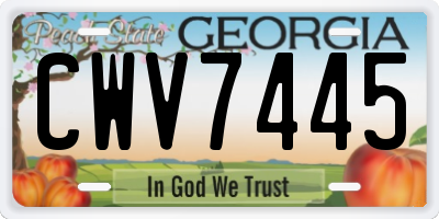 GA license plate CWV7445