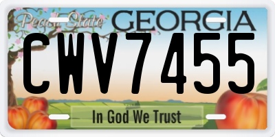 GA license plate CWV7455