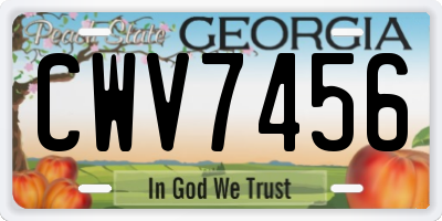 GA license plate CWV7456