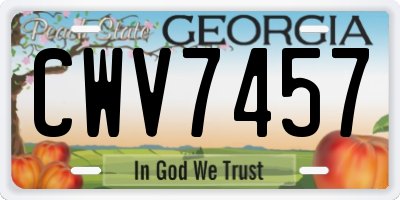 GA license plate CWV7457