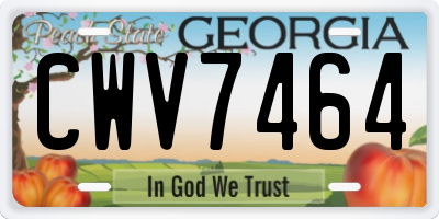 GA license plate CWV7464