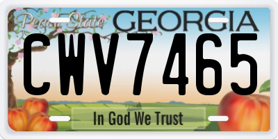 GA license plate CWV7465