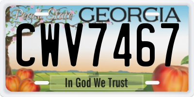 GA license plate CWV7467