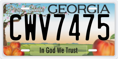 GA license plate CWV7475