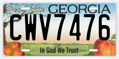 GA license plate CWV7476