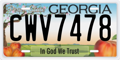 GA license plate CWV7478