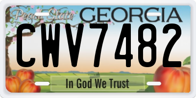GA license plate CWV7482