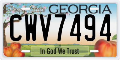 GA license plate CWV7494
