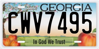 GA license plate CWV7495
