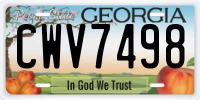 GA license plate CWV7498