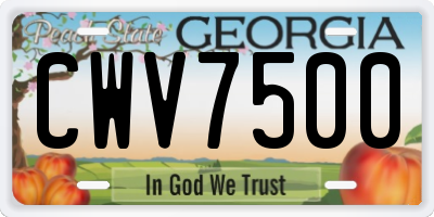 GA license plate CWV7500
