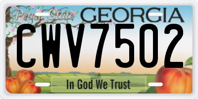 GA license plate CWV7502