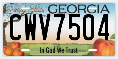 GA license plate CWV7504