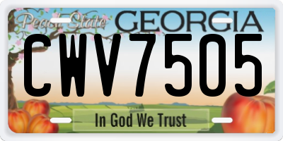 GA license plate CWV7505