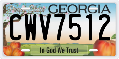 GA license plate CWV7512