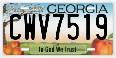 GA license plate CWV7519