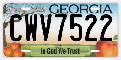 GA license plate CWV7522