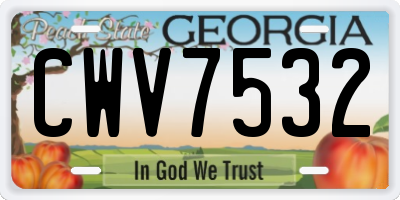 GA license plate CWV7532
