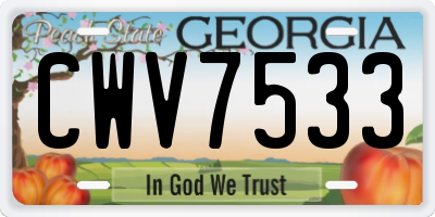 GA license plate CWV7533