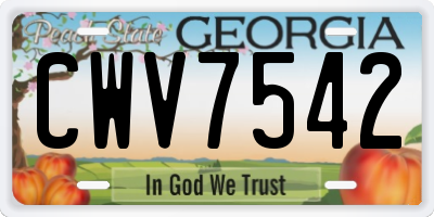 GA license plate CWV7542