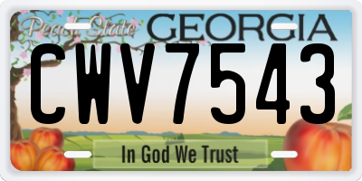 GA license plate CWV7543
