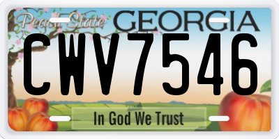 GA license plate CWV7546
