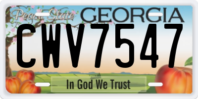 GA license plate CWV7547