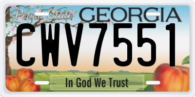 GA license plate CWV7551