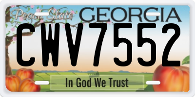GA license plate CWV7552