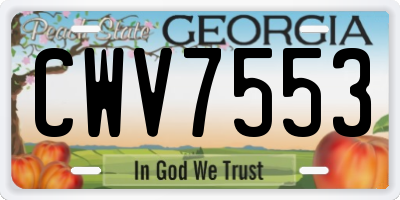 GA license plate CWV7553