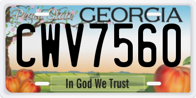GA license plate CWV7560