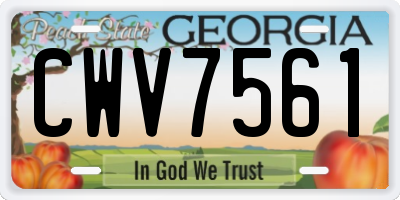 GA license plate CWV7561