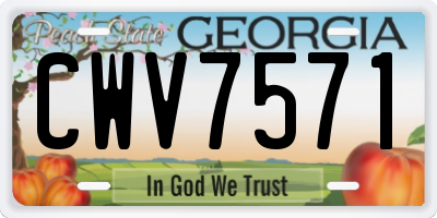 GA license plate CWV7571