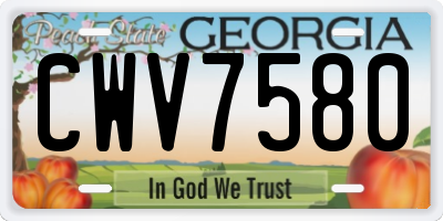 GA license plate CWV7580