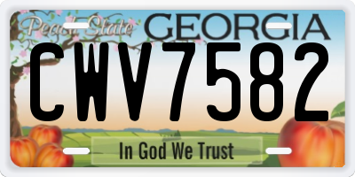 GA license plate CWV7582