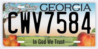 GA license plate CWV7584