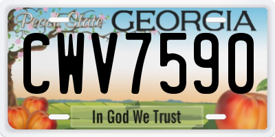 GA license plate CWV7590