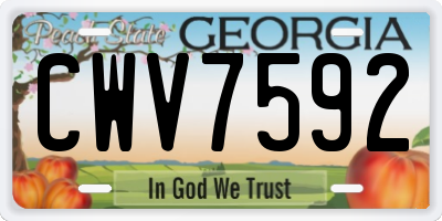 GA license plate CWV7592