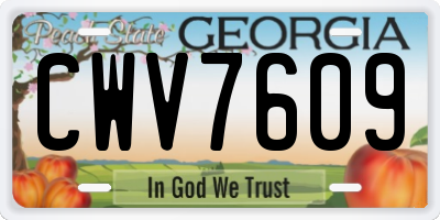 GA license plate CWV7609