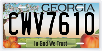 GA license plate CWV7610