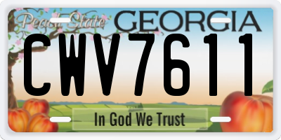 GA license plate CWV7611