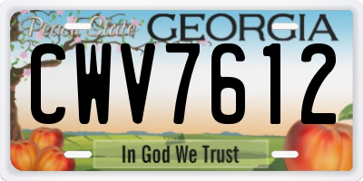 GA license plate CWV7612