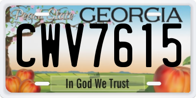 GA license plate CWV7615