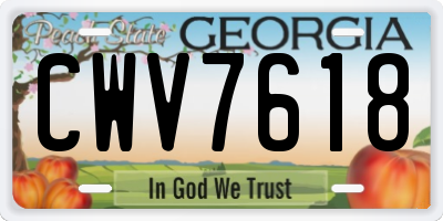 GA license plate CWV7618