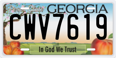 GA license plate CWV7619