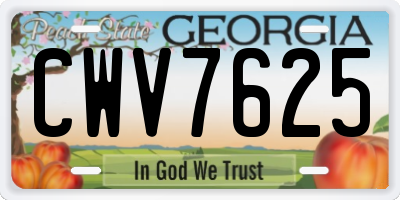GA license plate CWV7625