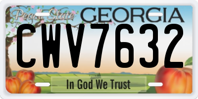GA license plate CWV7632