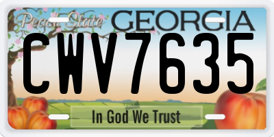 GA license plate CWV7635